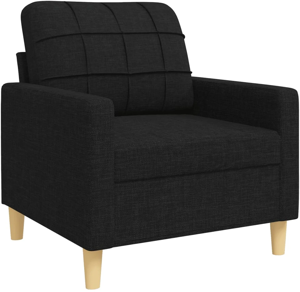 Sofa Sofos komplektas, 3 dalių, juodos spalvos, audinys