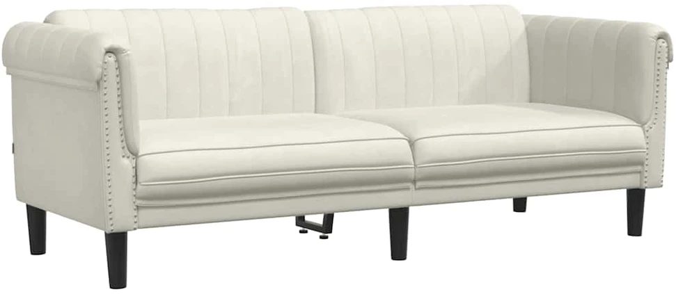 Sofa Sofos komplektas, 3 dalių, kreminės spalvos, aksomas