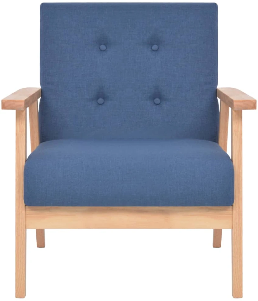 Sofa Sofos komplektas, 3 dalių, mėlynos spalvos, audinys
