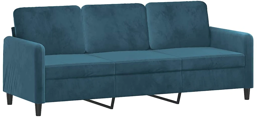 Sofa Sofos komplektas, 3 dalių, mėlynos spalvos, aksomas