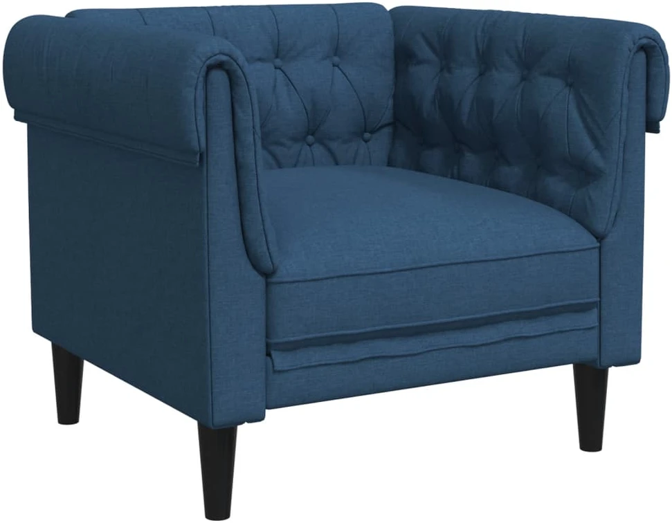 Sofa Sofos komplektas, 3 dalių, mėlynos spalvos, audinys