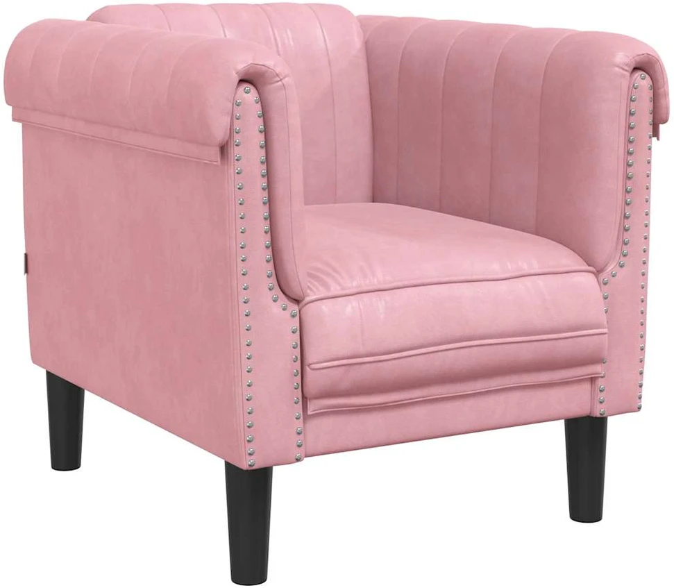 Sofa Sofos komplektas, 3 dalių, rožinės spalvos, aksomas