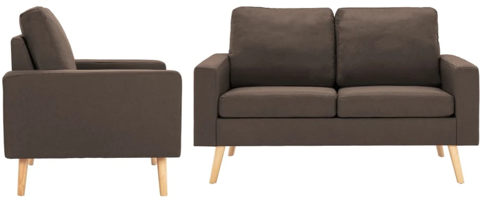 Sofa Sofos komplektas, 3 dalių, rudas, audinys (288695+288705)