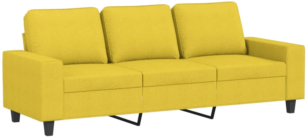 Sofa Sofos komplektas, 3 dalių, šviesiai geltonos spalvos, audinys
