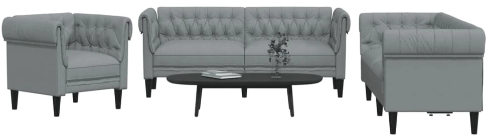 Sofa Sofos komplektas, 3 dalių, šviesiai pilkos spalvos, audinys