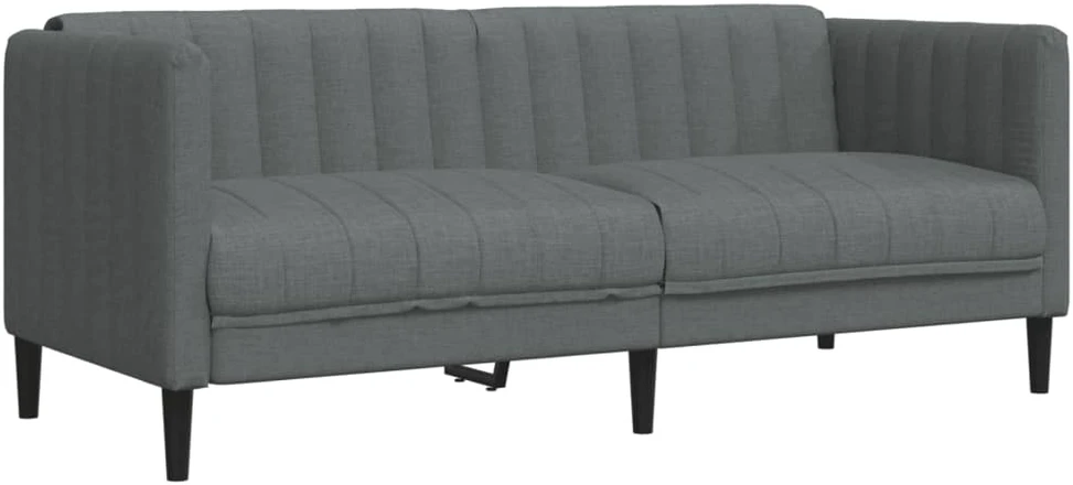 Sofa Sofos komplektas, 3 dalių, tamsiai pilkos spalvos, audinys
