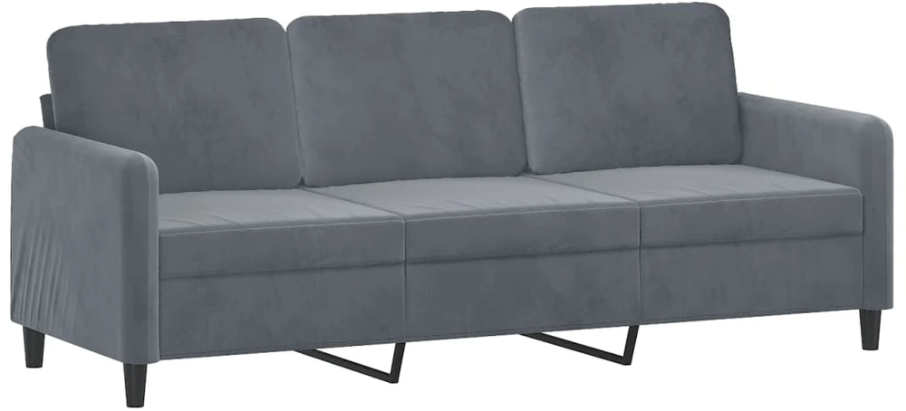 Sofa Sofos komplektas, 3 dalių, tamsiai pilkos spalvos, aksomas