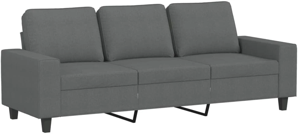 Sofa Sofos komplektas, 3 dalių, tamsiai pilkos spalvos, audinys