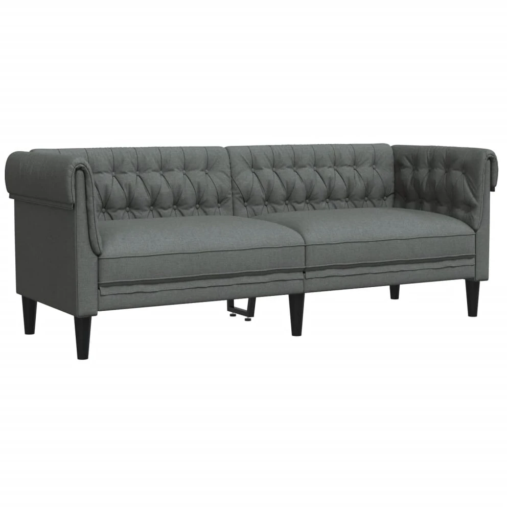 Sofa Sofos komplektas, 3 dalių, tamsiai pilkos spalvos, audinys