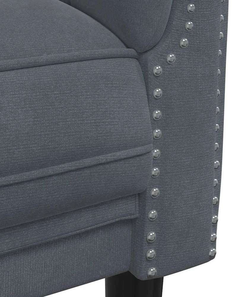 Sofa Sofos komplektas, 3 dalių, tamsiai pilkos spalvos, aksomas