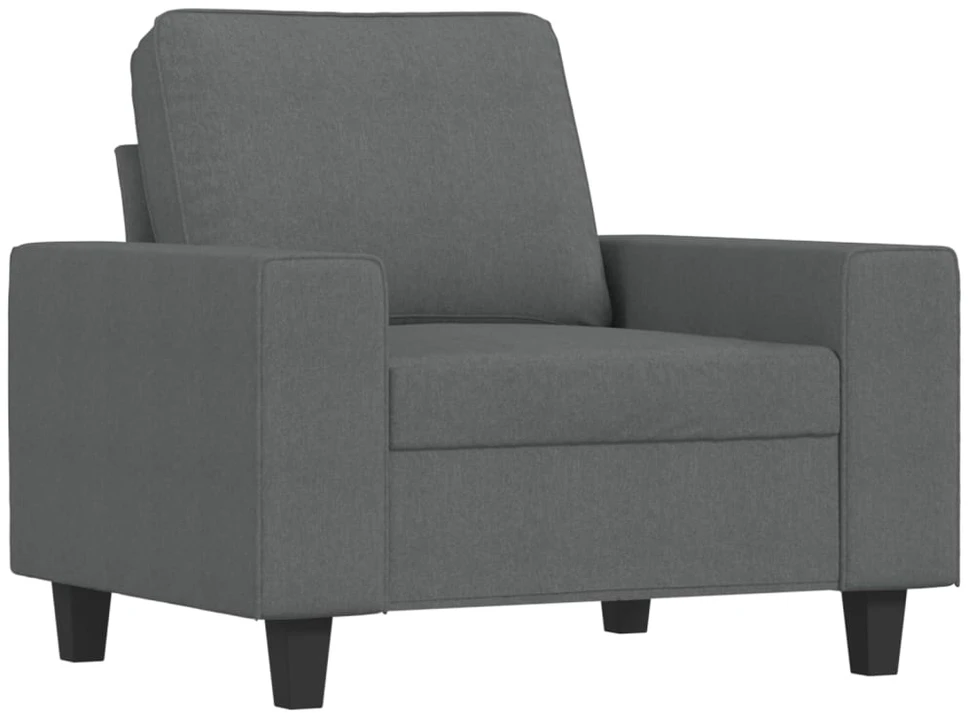 Sofa Sofos komplektas, 3 dalių, tamsiai pilkos spalvos, audinys