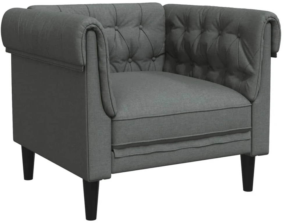 Sofa Sofos komplektas, 3 dalių, tamsiai pilkos spalvos, audinys