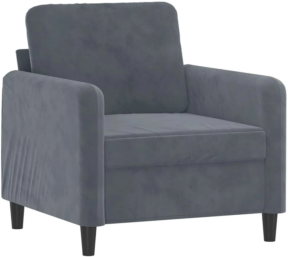 Sofa Sofos komplektas, 3 dalių, tamsiai pilkos spalvos, aksomas