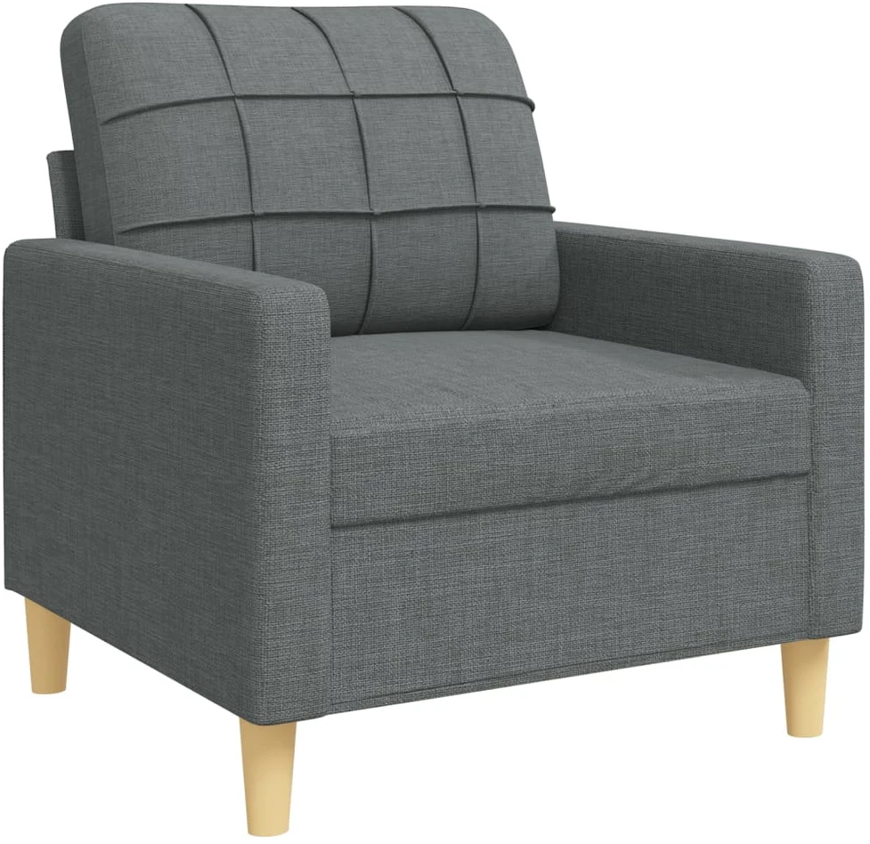Sofa Sofos komplektas, 3 dalių, tamsiai pilkos spalvos, audinys