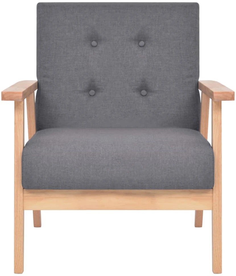 Sofa Sofos komplektas, 3 dalių, tamsiai pilkos spalvos, audinys