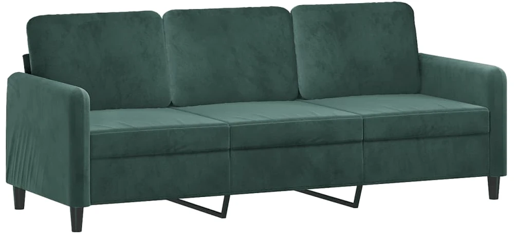 Sofa Sofos komplektas, 3 dalių, tamsiai žalios spalvos, aksomas