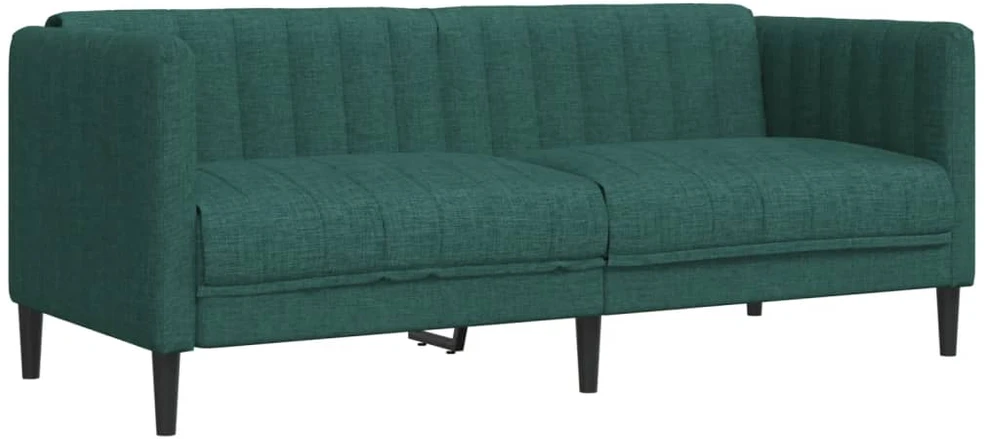 Sofa Sofos komplektas, 3 dalių, tamsiai žalios spalvos, audinys