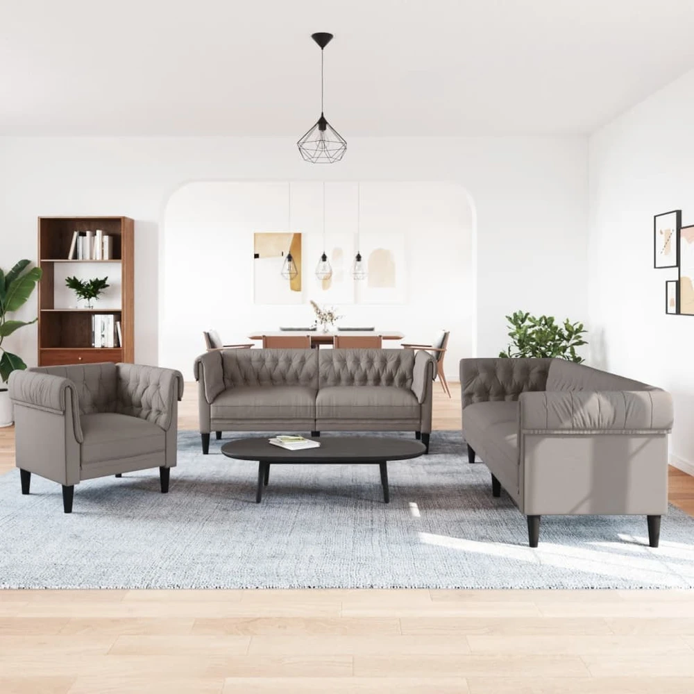 Sofa Sofos komplektas, 3 dalių, taupe spalvos, audinys