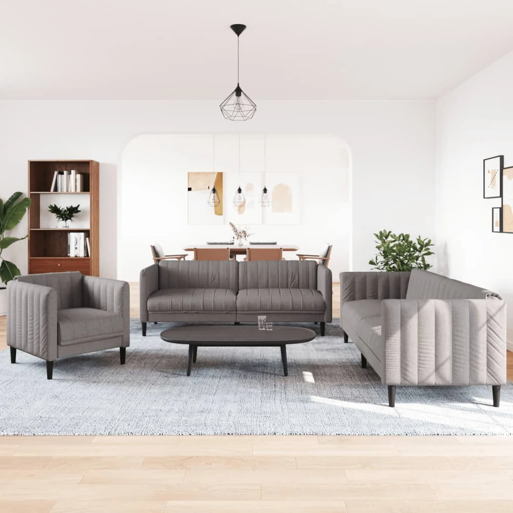 Sofa Sofos komplektas, 3 dalių, taupe spalvos, audinys