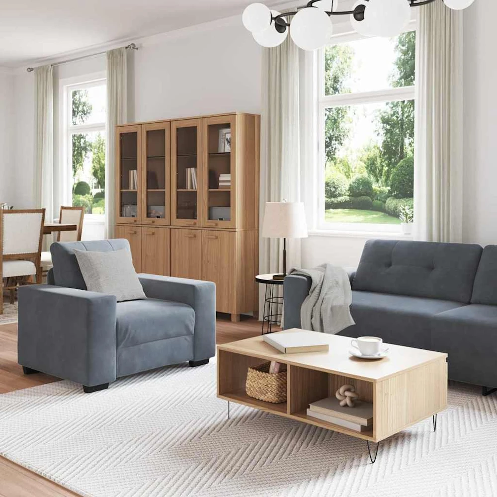 Sofa Sofos komplektas 3 vnt. Tamsiai pilka Aksomas