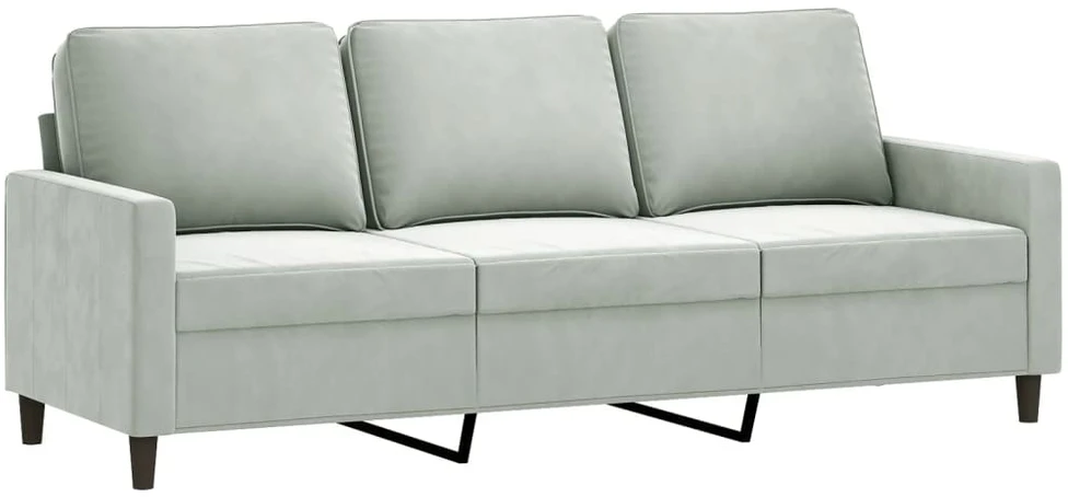 Sofa Sofos komplektas, 4 dalių, šviesiai pilkos spalvos, aksomas