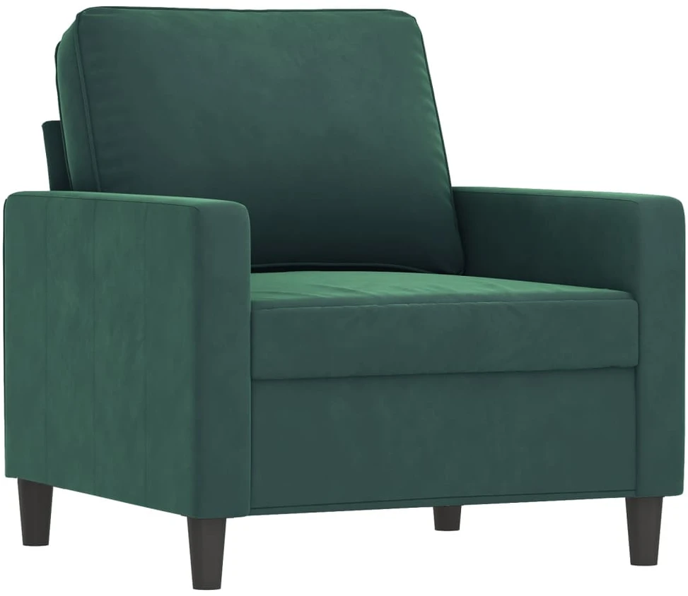 Sofa Sofos komplektas, 4 dalių, tamsiai žalios spalvos, aksomas