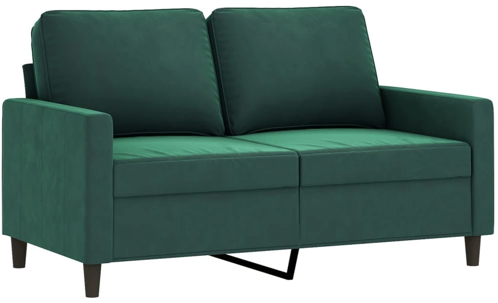 Sofa Sofos komplektas, 4 dalių, tamsiai žalios spalvos, aksomas