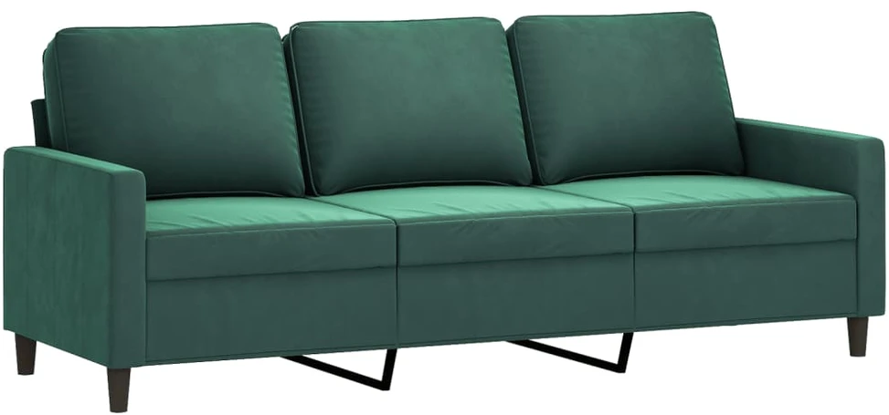 Sofa Sofos komplektas, 4 dalių, tamsiai žalios spalvos, aksomas