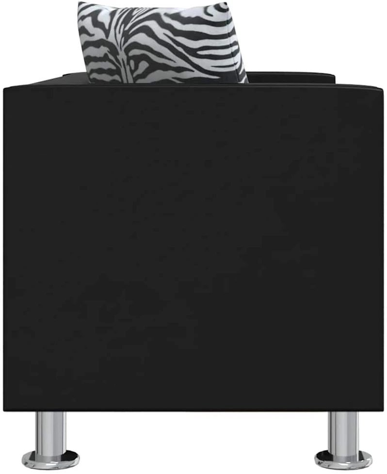 Sofa Sofos komplektas, juodas, dirbtinė oda, 3-vietis ir 2-vietis