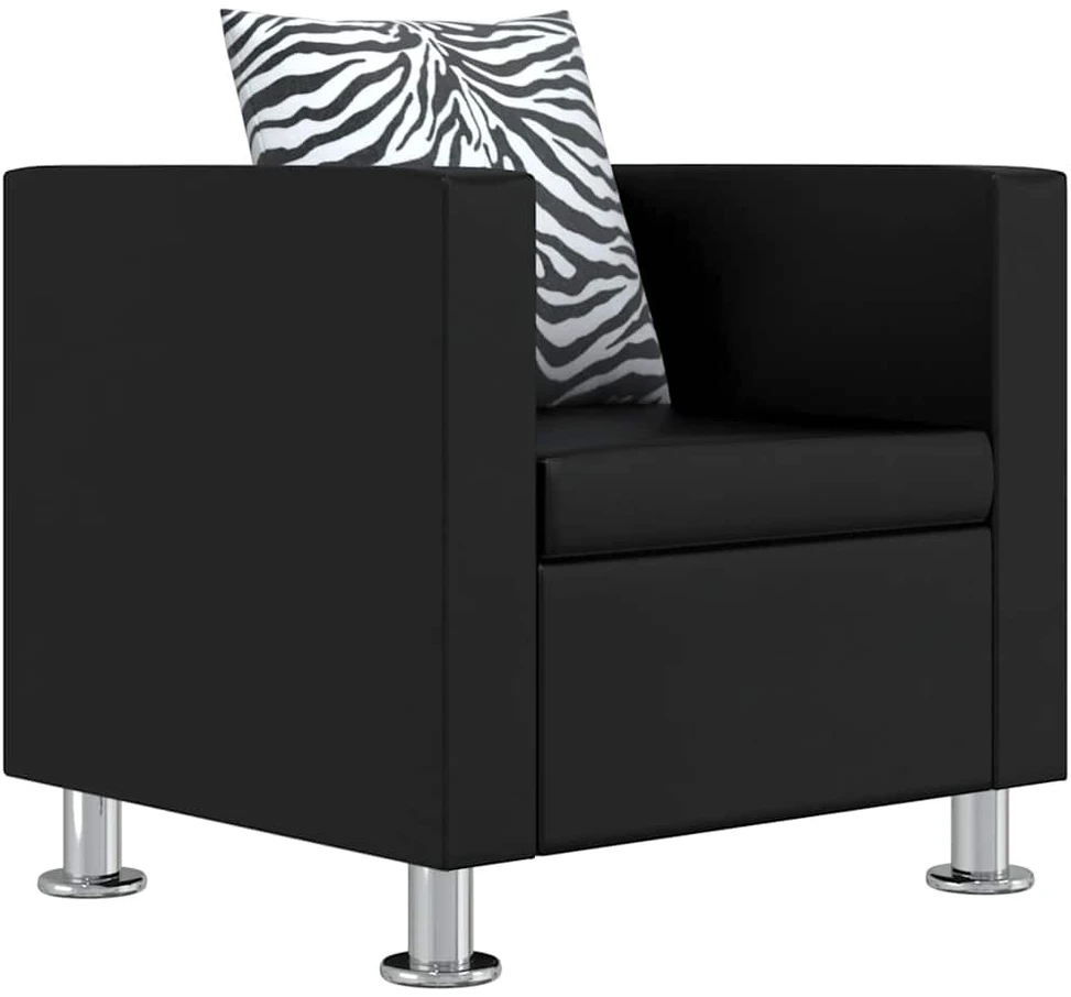 Sofa Sofos komplektas, juodas, dirbtinė oda