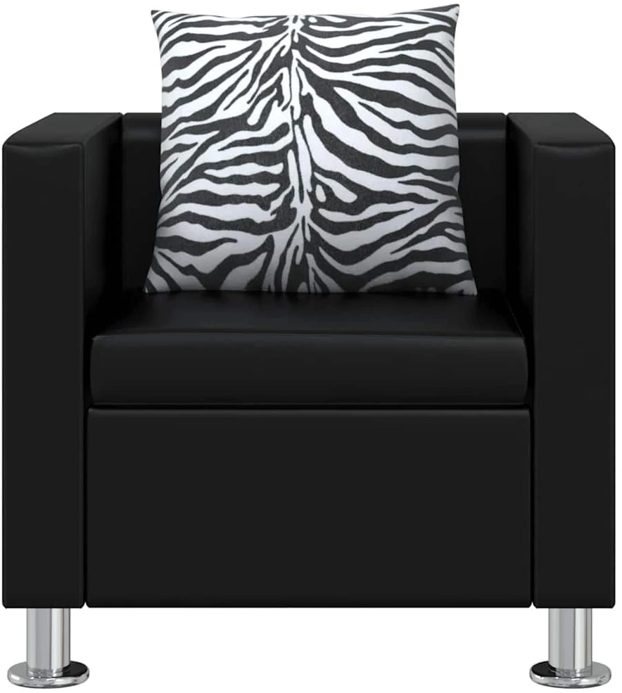 Sofa Sofos komplektas, juodas, dirbtinė oda