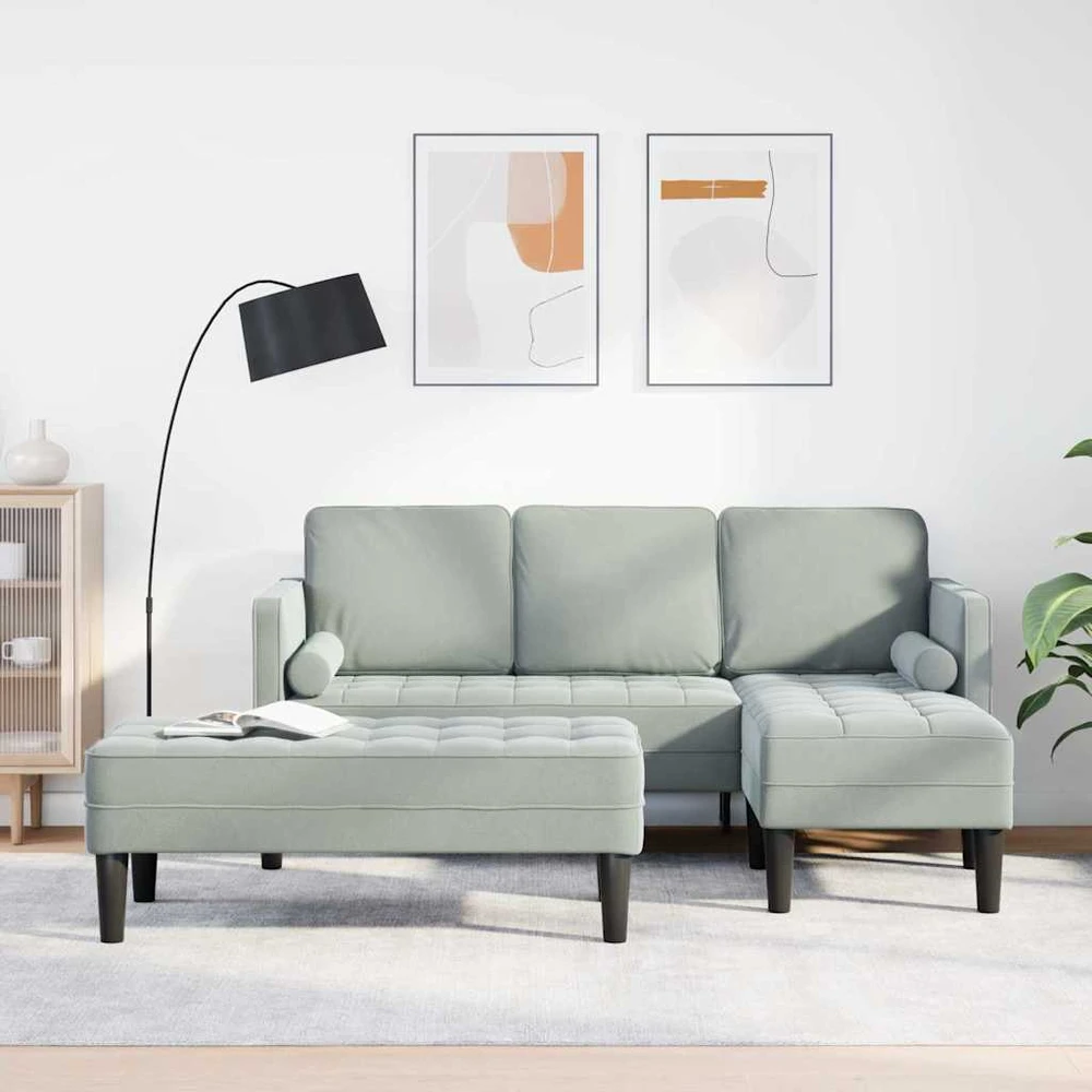 Sofa Sofos komplektas 2 vnt. Šviesiai pilka Poliesteris