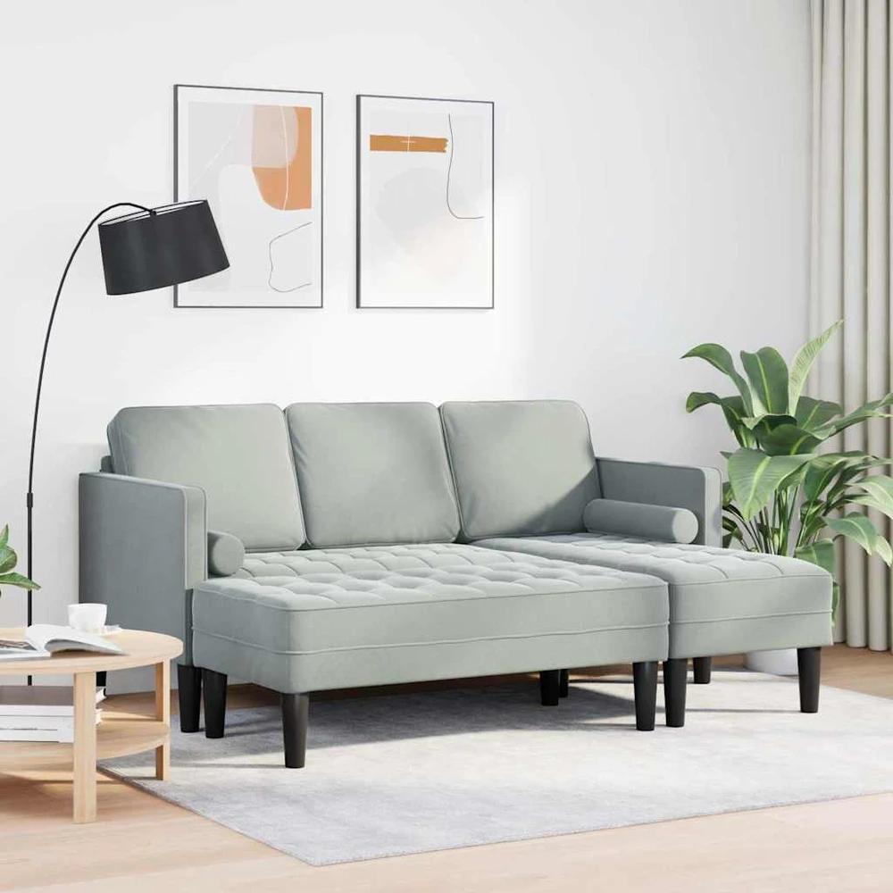 Sofa Sofos komplektas 2 vnt. Šviesiai pilka Poliesteris