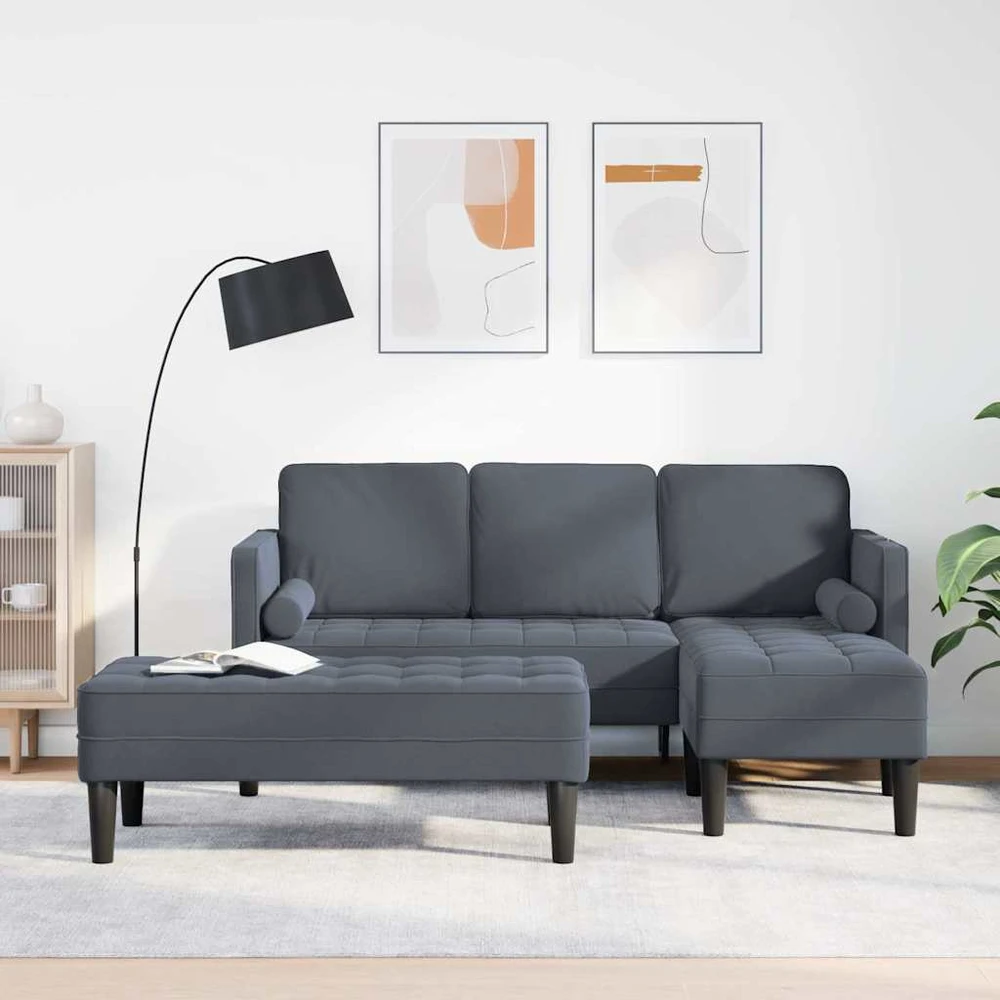 Sofa Sofos komplektas 2 vnt. Tamsiai pilka Poliesteris