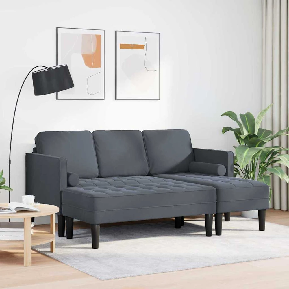 Sofa Sofos komplektas 2 vnt. Tamsiai pilka Poliesteris