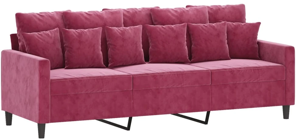Sofa Sofos komplektas su pagalvėlėmis, 2 dalių, vyno, aksomas