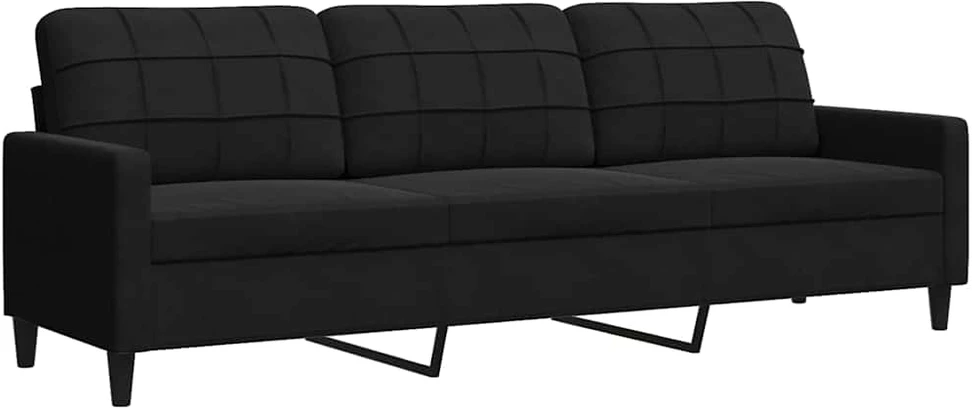Sofa Sofos komplektas su pagalvėlėmis, 2 dalių, juodas, aksomas