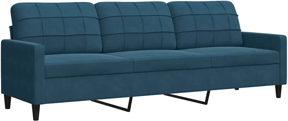Sofa Sofos komplektas su pagalvėlėmis, 2 dalių, mėlynas, aksomas