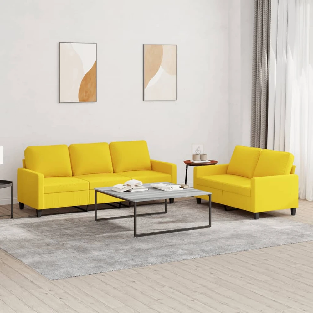 Sofa Sofos komplektas su pagalvėlėmis, 2 dalių, geltonas, audinys