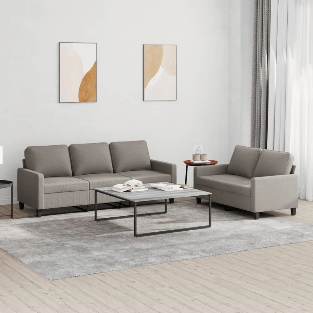 Sofa Sofos komplektas su pagalvėlėmis, 2 dalių, taupe, audinys