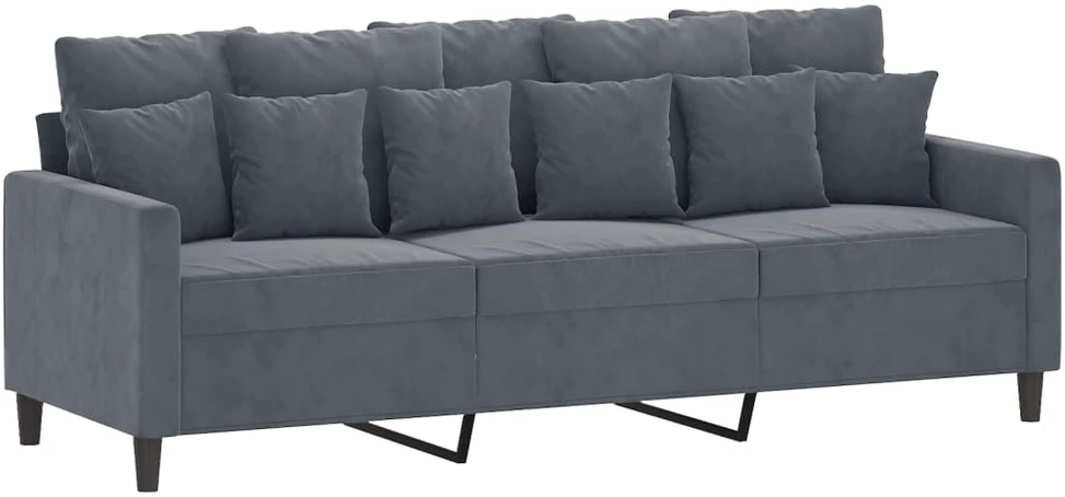 Sofa Sofos komplektas su pagalvėlėmis, 2 dalių, pilkas, aksomas