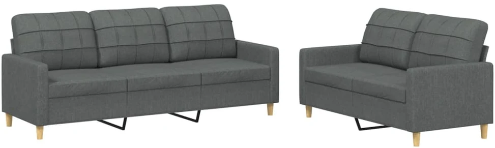 Sofa Sofos komplektas su pagalvėlėmis, 2 dalių, pilkas, audinys