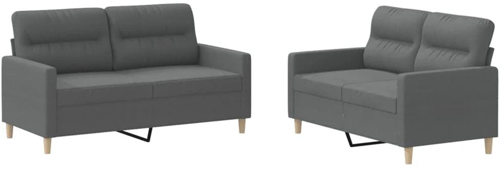 Sofa Sofos komplektas su pagalvėlėmis, 2 dalių, pilkas, audinys