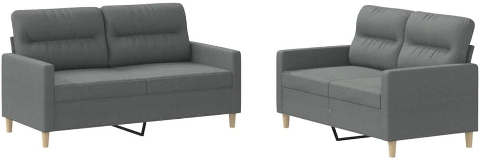 Sofa Sofos komplektas su pagalvėlėmis, 2 dalių, pilkas, audinys