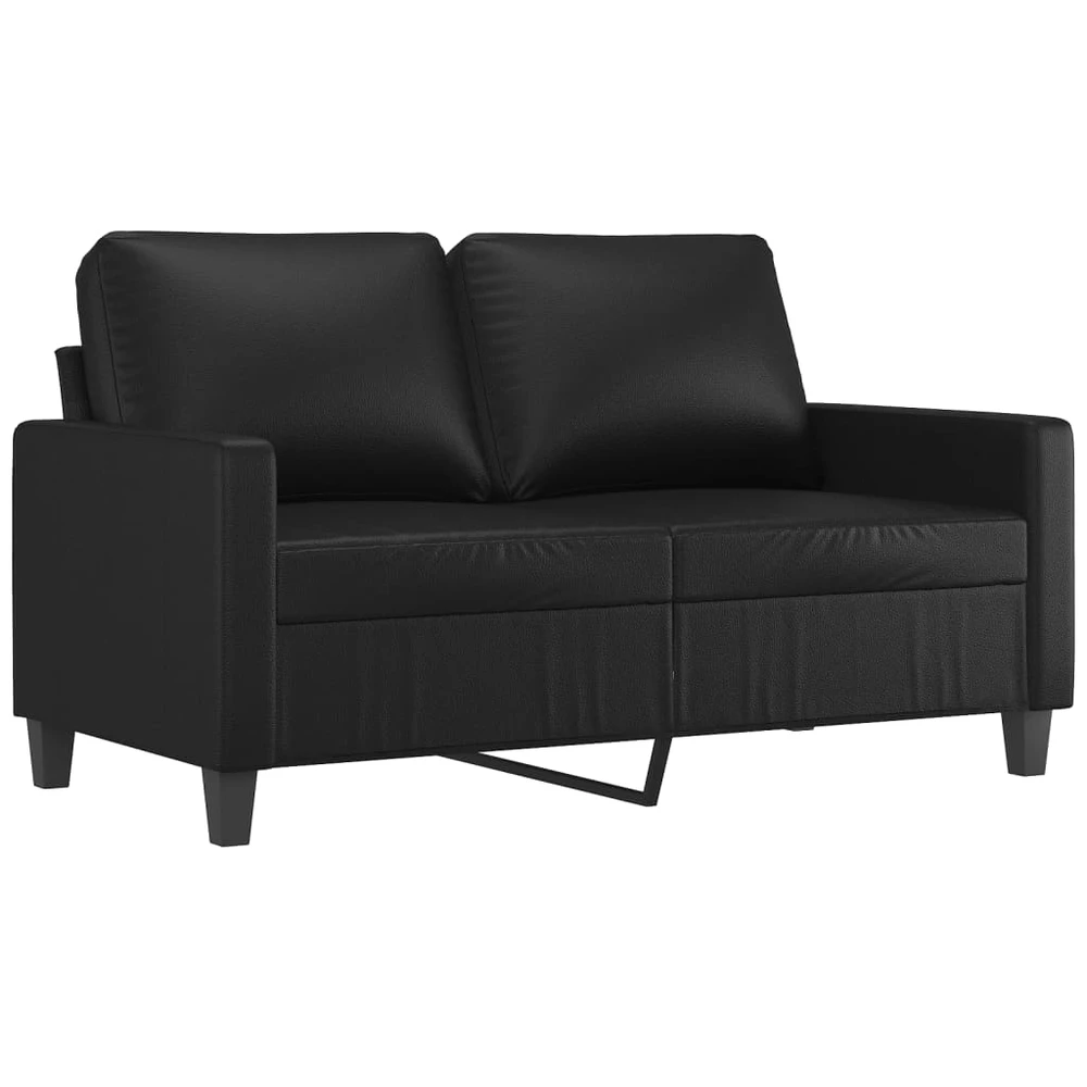 Sofa Sofos komplektas su pagalvėlėmis, 2 dalių, juodas, dirbtinė oda