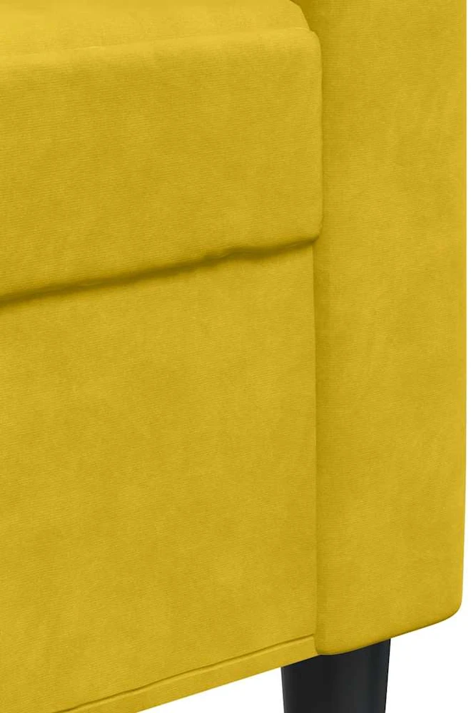 Sofa Sofos komplektas su pagalvėlėmis, 2 dalių, geltonas, aksomas