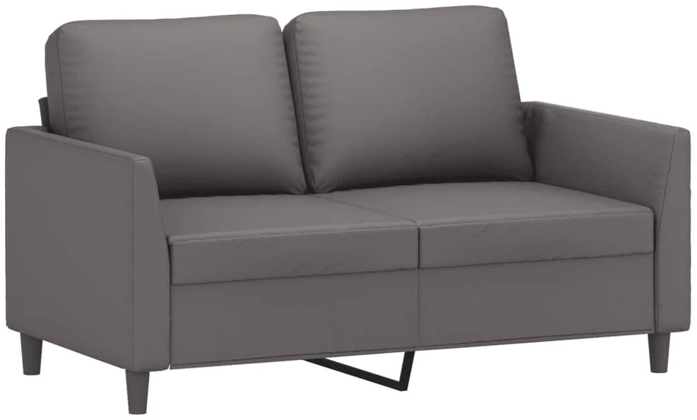 Sofa Sofos komplektas su pagalvėlėmis, 2 dalių, pilkas, dirbtinė oda