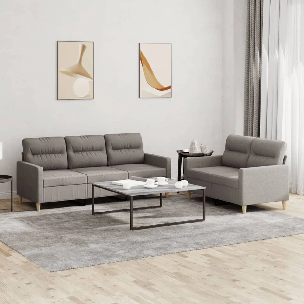 Sofa Sofos komplektas su pagalvėlėmis, 2 dalių, taupe, audinys