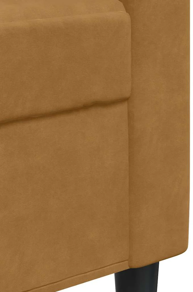 Sofa Sofos komplektas su pagalvėlėmis, 2 dalių, rudas, aksomas