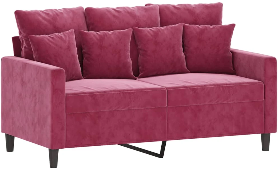 Sofa Sofos komplektas su pagalvėlėmis, 2 dalių, vyno, aksomas